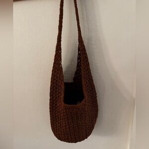 CARRIE FORBES Brown Crochet Shoulder Bag